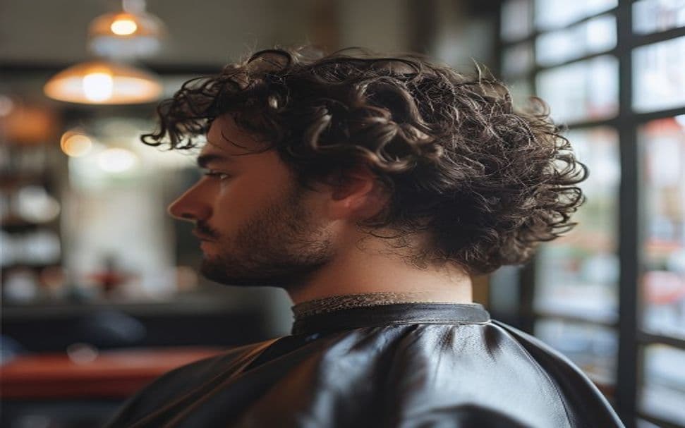 Homem com cabelo crespo bem definido e saudável, estilo natural e moderno