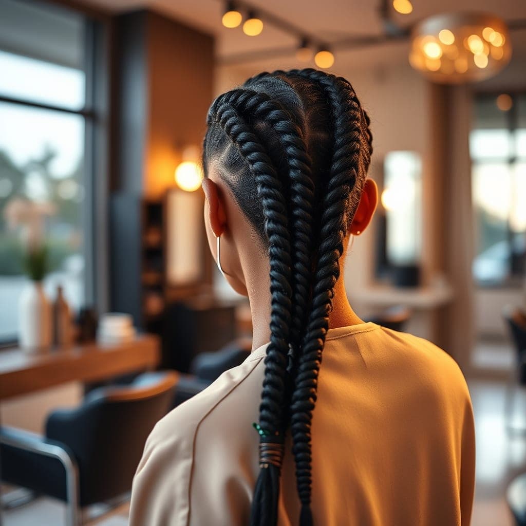 Tranças box braids no salão Biia Souza, Ilha de Itaparica
